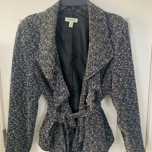 Dressbarn Gray and Black Wrap Blazer with Shawl Collar